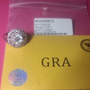 GRA Moissanite Sparkling Silver Ring
